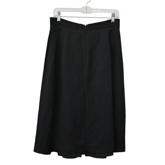 Partow Knee Length Pleated Skirt Size 6 Black Linen Blend - Picture 1 of 7